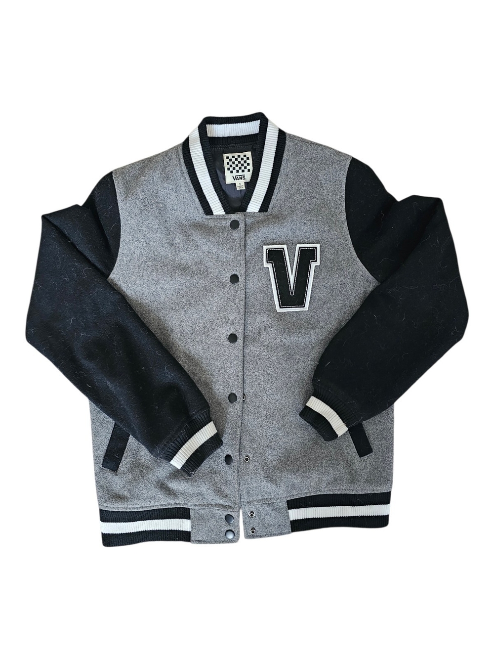 Vans Gray and Black Varsity Bomber Jacket